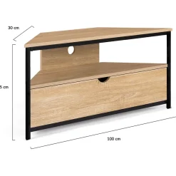Meuble TV 100 cm d'angle DETROIT avec placard design industriel