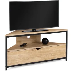 Meuble TV 100 cm d'angle DETROIT avec placard design industriel