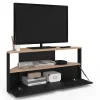 Meuble TV 100 cm d'angle ELI bois façon hêtre et noir