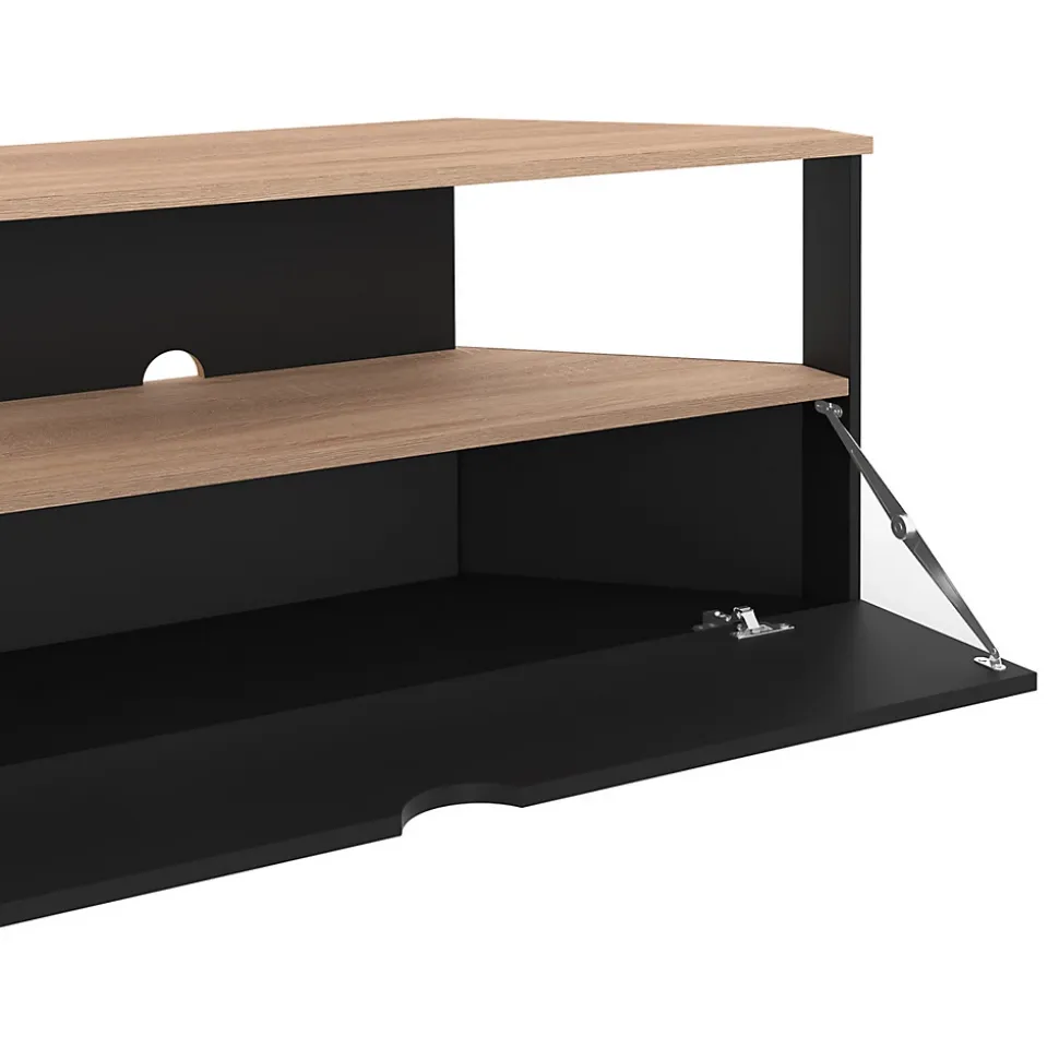 Meuble TV 100 cm d'angle ELI bois façon hêtre et noir
