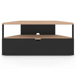 Meuble TV 100 cm d'angle ELI bois façon hêtre et noir