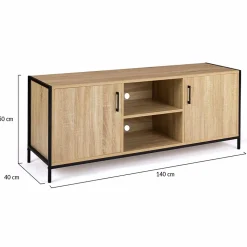 Meuble TV 140 cm DETROIT 2 portes design industriel