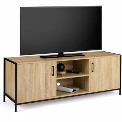 Meuble TV 140 cm DETROIT 2 portes design industriel