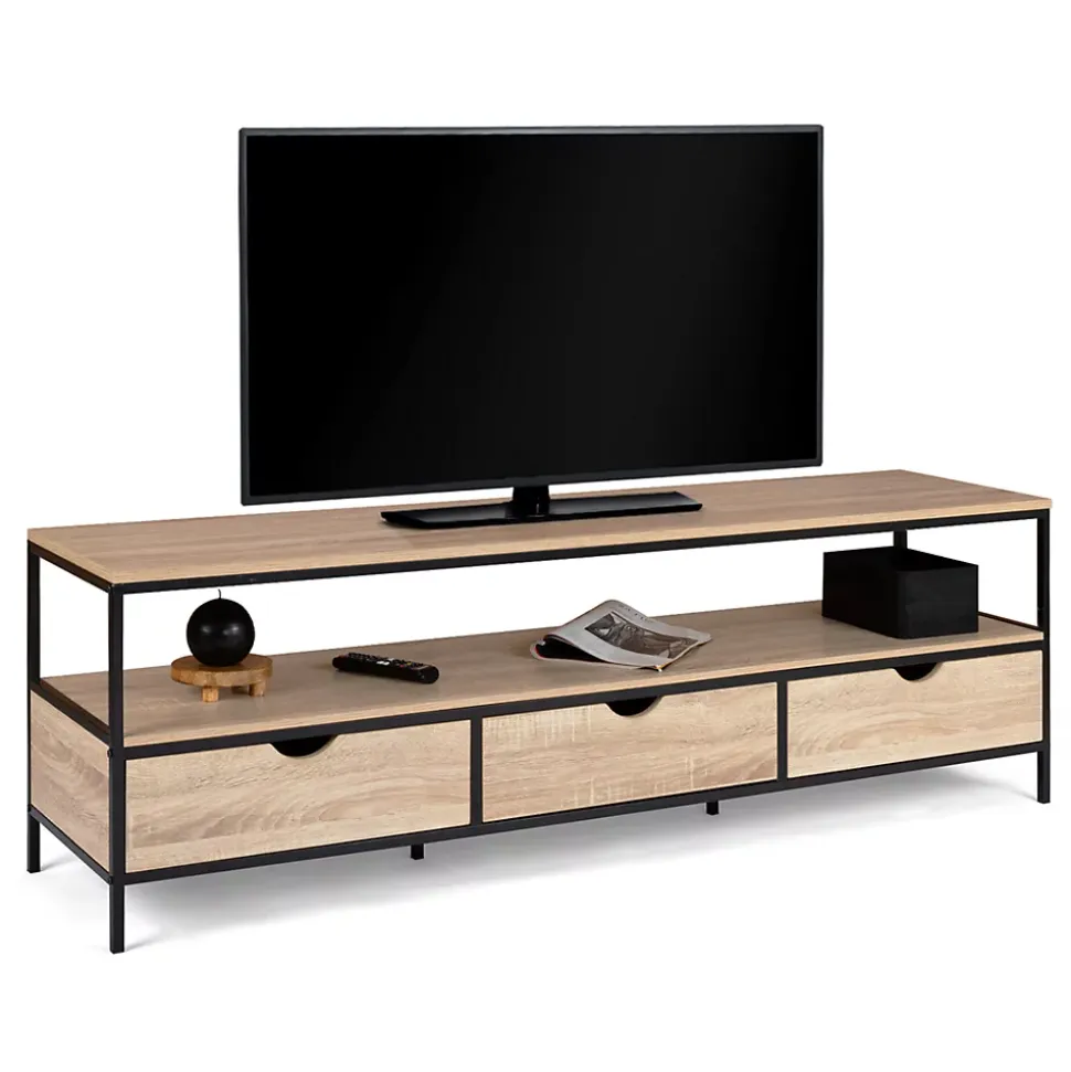 Meuble TV 160 cm DETROIT 3 tiroirs design industriel