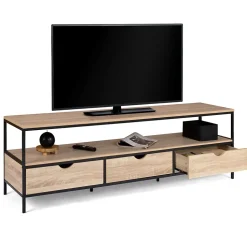 Meuble TV 160 cm DETROIT 3 tiroirs design industriel