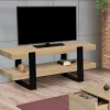 Meuble TV 114 cm double plateau PHOENIX bois et noir