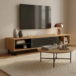 Meuble TV 160 cm effet bois clair Oviala