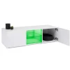 Meuble TV 113 cm ELI blanc étagère en verre avec LED