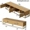 Meuble TV 180 Cm En Bois Grainé - Meuble De Salle à Manger Moderne, 4 Portes, Poignées Demi-rondes
