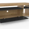Meuble TV 140 cm MALO bois et placard noir