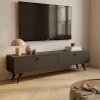 Meuble TV 160 cm mélaminé gris Oviala