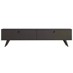 Meuble TV 160 cm mélaminé gris Oviala
