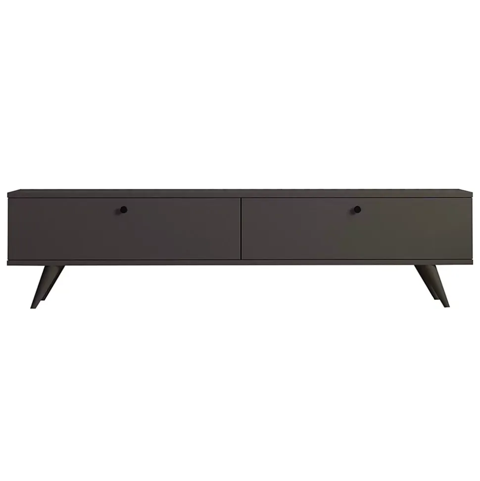 Meuble TV 160 cm mélaminé gris Oviala