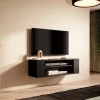 Meuble TV 100 cm noir avec 2 compartiments WALL
