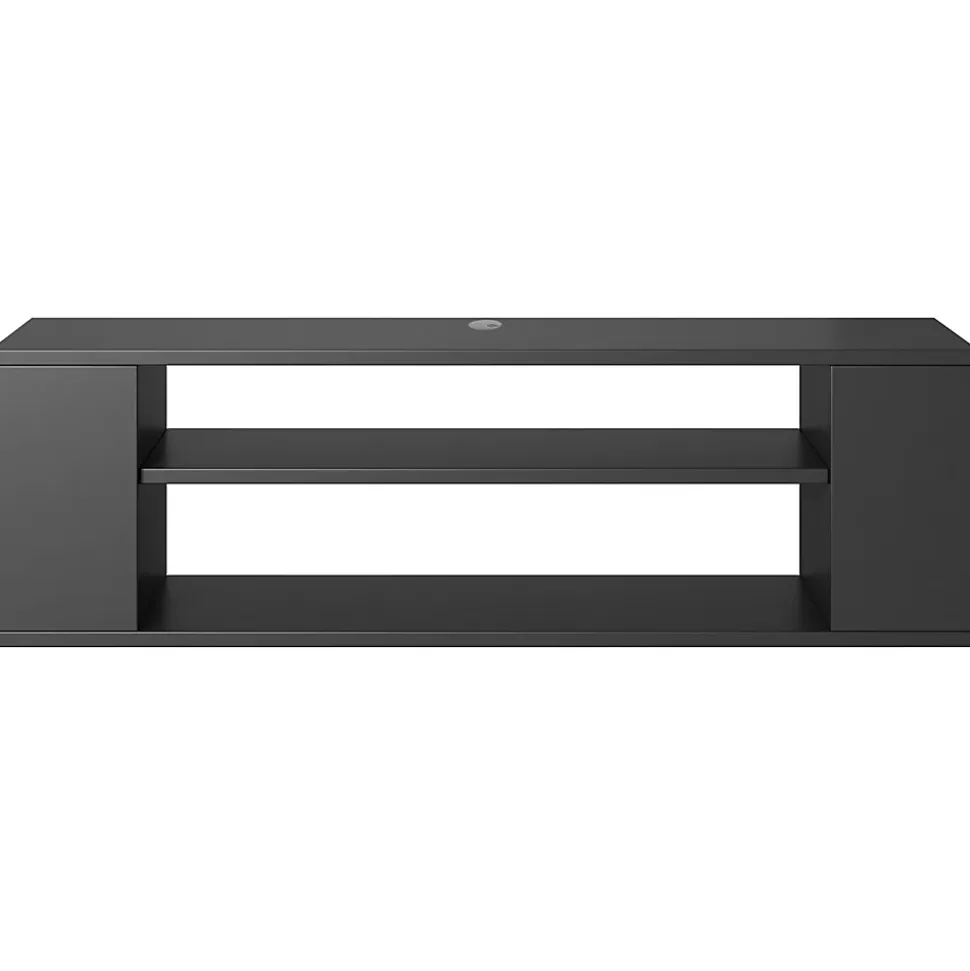 Meuble TV 100 cm noir avec 2 compartiments WALL