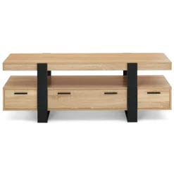 Meuble TV 140 cm PHOENIX avec tiroirs bois et noir