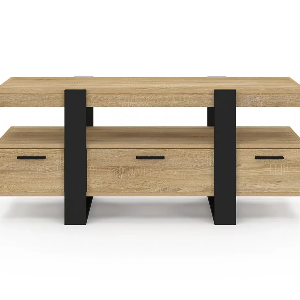 Meuble TV 116 cm PHOENIX avec tiroirs bois et noir