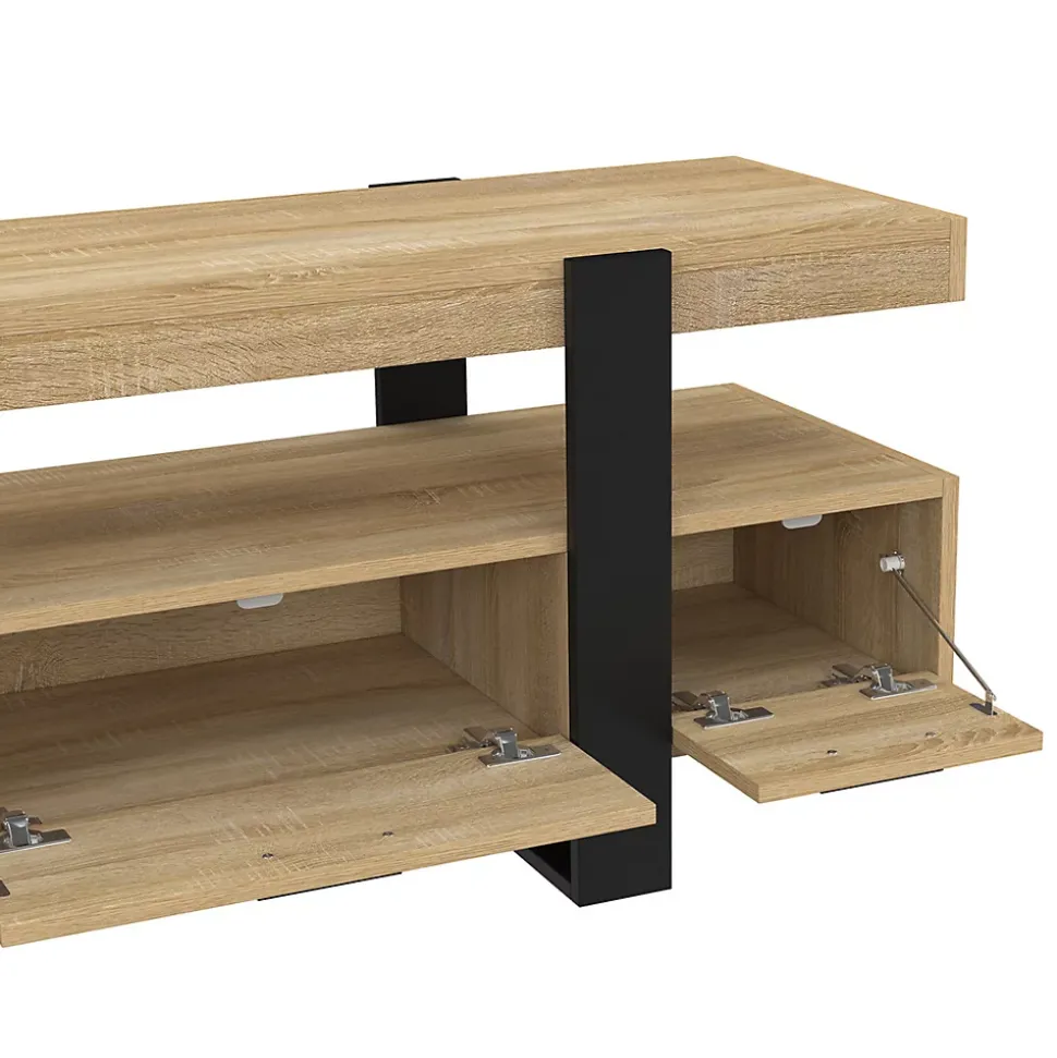 Meuble TV 116 cm PHOENIX avec tiroirs bois et noir