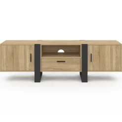 Meuble TV 160 cm PHOENIX avec rangements bois et noir