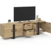 Meuble TV 180 cm PHOENIX avec rangements bois et noir