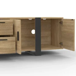 Meuble TV 180 cm PHOENIX avec rangements bois et noir