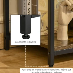 Meuble TV 110 cm, pour téléviseur jusqu'à 55 pouces avec compartiments ouverts et étagère réglable, brun rustique
