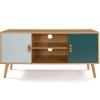 Meuble TV 113 cm scandinave ALIZE bois et vert