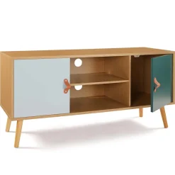 Meuble TV 113 cm scandinave ALIZE bois et vert