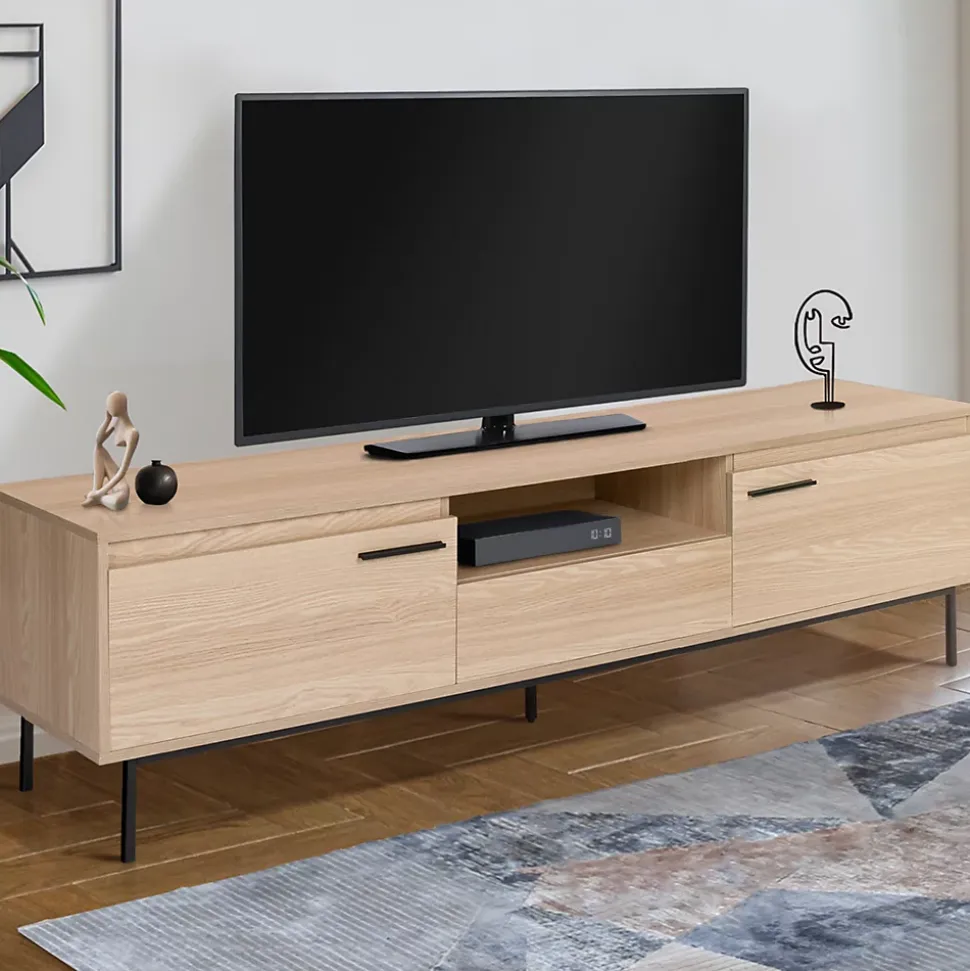 Meuble TV 180 cm SEATTLE avec rangements design industriel