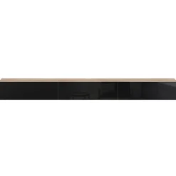 Meuble TV 300 cm suspendu ELIO 3 portes bois et noir