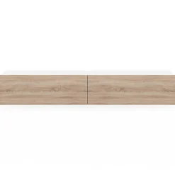 Meuble TV 180 cm suspendu ELIO 2 portes blanc et bois