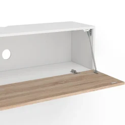 Meuble TV 180 cm suspendu ELIO 2 portes blanc et bois