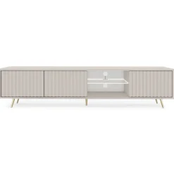 Meuble TV 175 cm taupe facades a lamelles BELLO