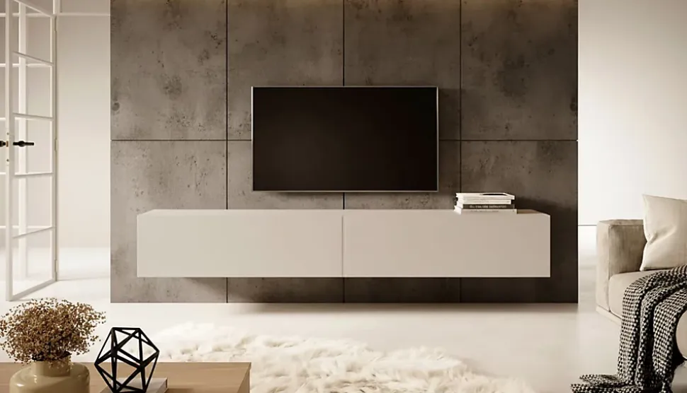 Meuble TV 200 cm taupe (gris-beige) BISIRA