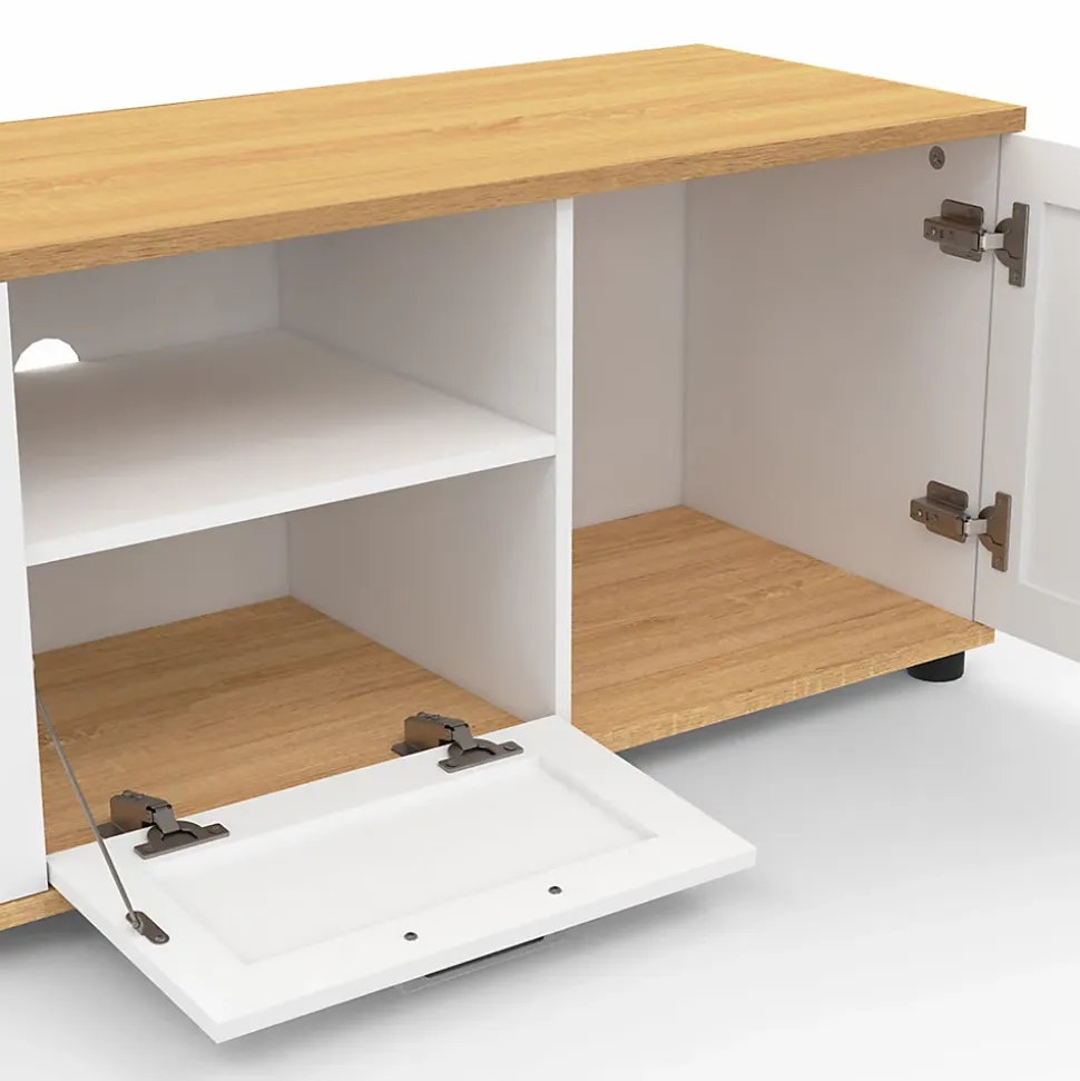Meuble TV 110 cm VITO avec tiroir et niche blanc et bois