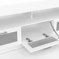 Meuble TV 140 cm VITO portes givrées blanc