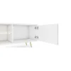 Meuble TV 3 portes blanc LED 175 cm pieds dorés BELLO