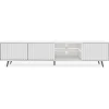 Meuble TV 3 portes blanc mat LED 175 cm pieds noirs BELLO