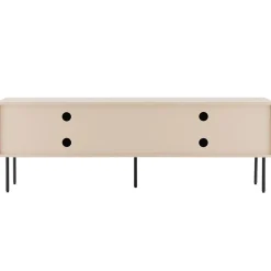Meuble TV 2 portes en acier et MDF décor mélaminé 150 cm beige Oviala
