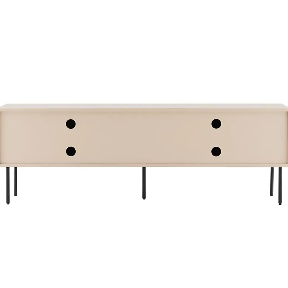 Meuble TV 2 portes en acier et MDF décor mélaminé 150 cm beige Oviala