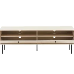 Meuble TV 2 portes en acier et MDF décor mélaminé 150 cm beige Oviala