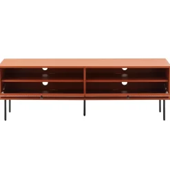Meuble TV 2 portes en acier et MDF décor mélaminé 150 cm orange Oviala