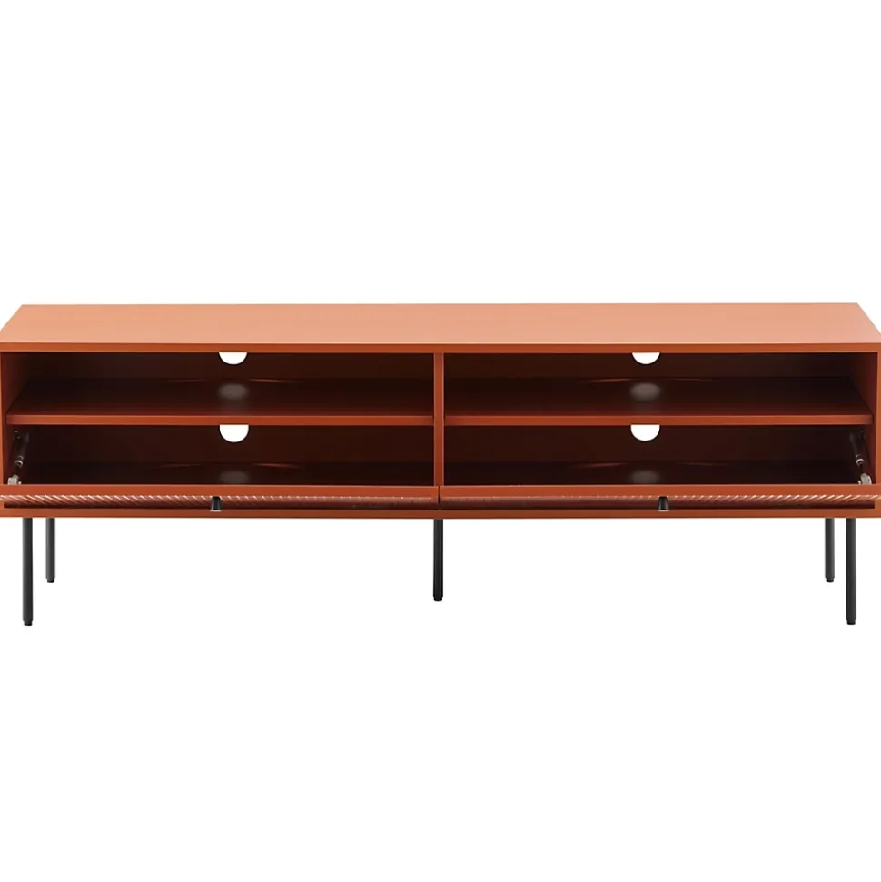 Meuble TV 2 portes en acier et MDF décor mélaminé 150 cm orange Oviala