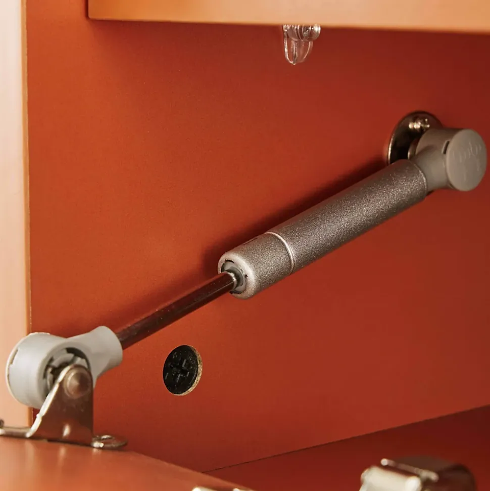 Meuble TV 2 portes en acier et MDF décor mélaminé 150 cm orange Oviala