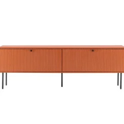 Meuble TV 2 portes en acier et MDF décor mélaminé 150 cm orange Oviala