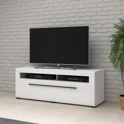 Meuble TV 1 tiroir 140 cm Louis Blanc