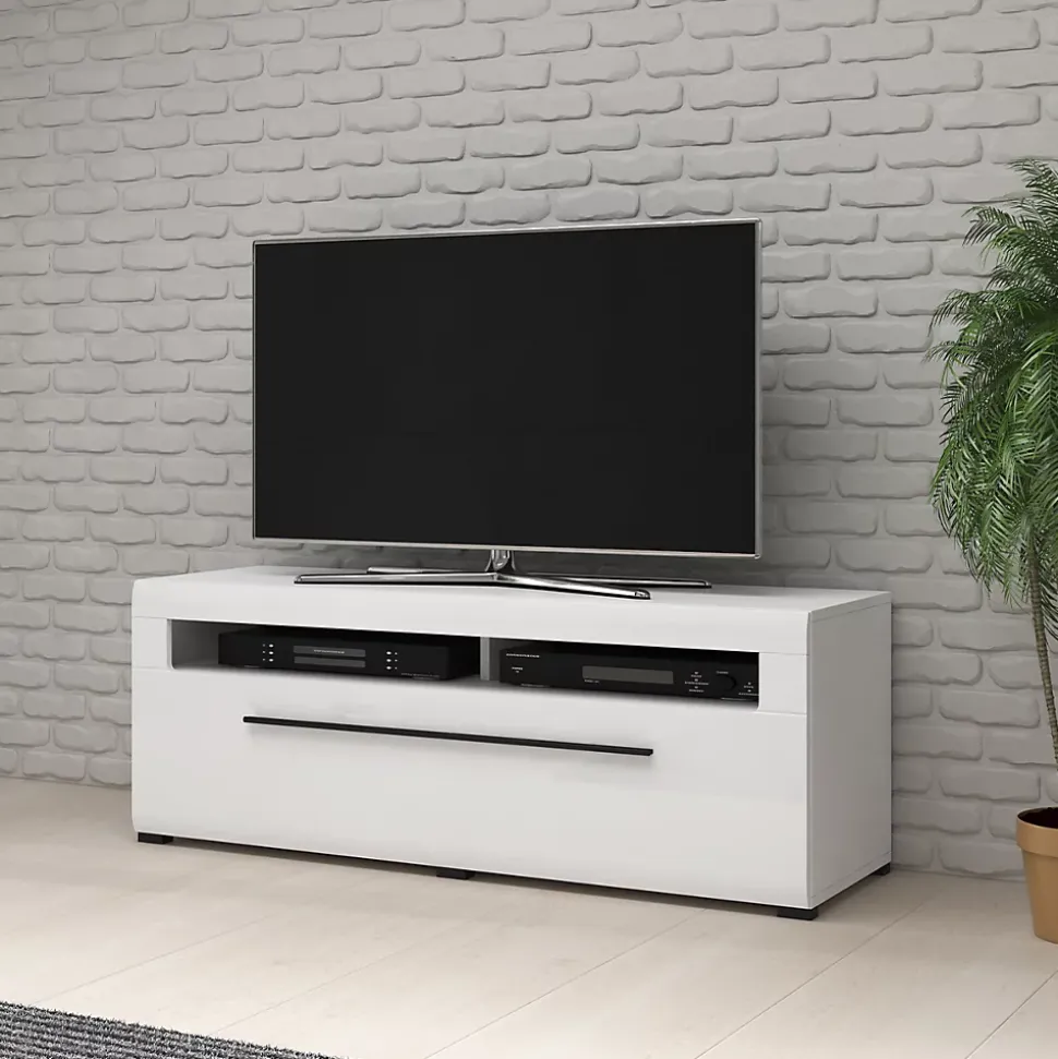 Meuble TV 1 tiroir 140 cm Louis Blanc