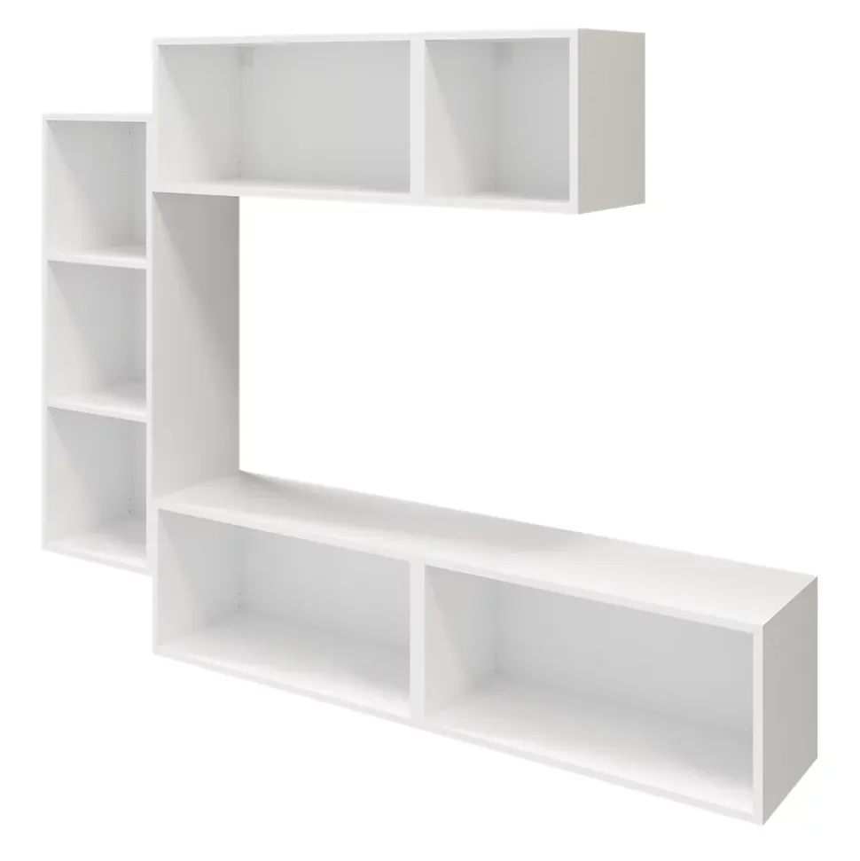 Meuble TV 4 tiroirs blanc GoodHome Atomia H. 150 x L. 225 x P. 37 cm