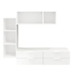 Meuble TV 4 tiroirs blanc GoodHome Atomia H. 150 x L. 225 x P. 37 cm