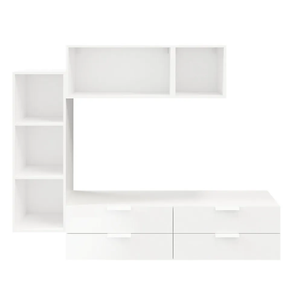 Meuble TV 4 tiroirs blanc GoodHome Atomia H. 150 x L. 225 x P. 37 cm